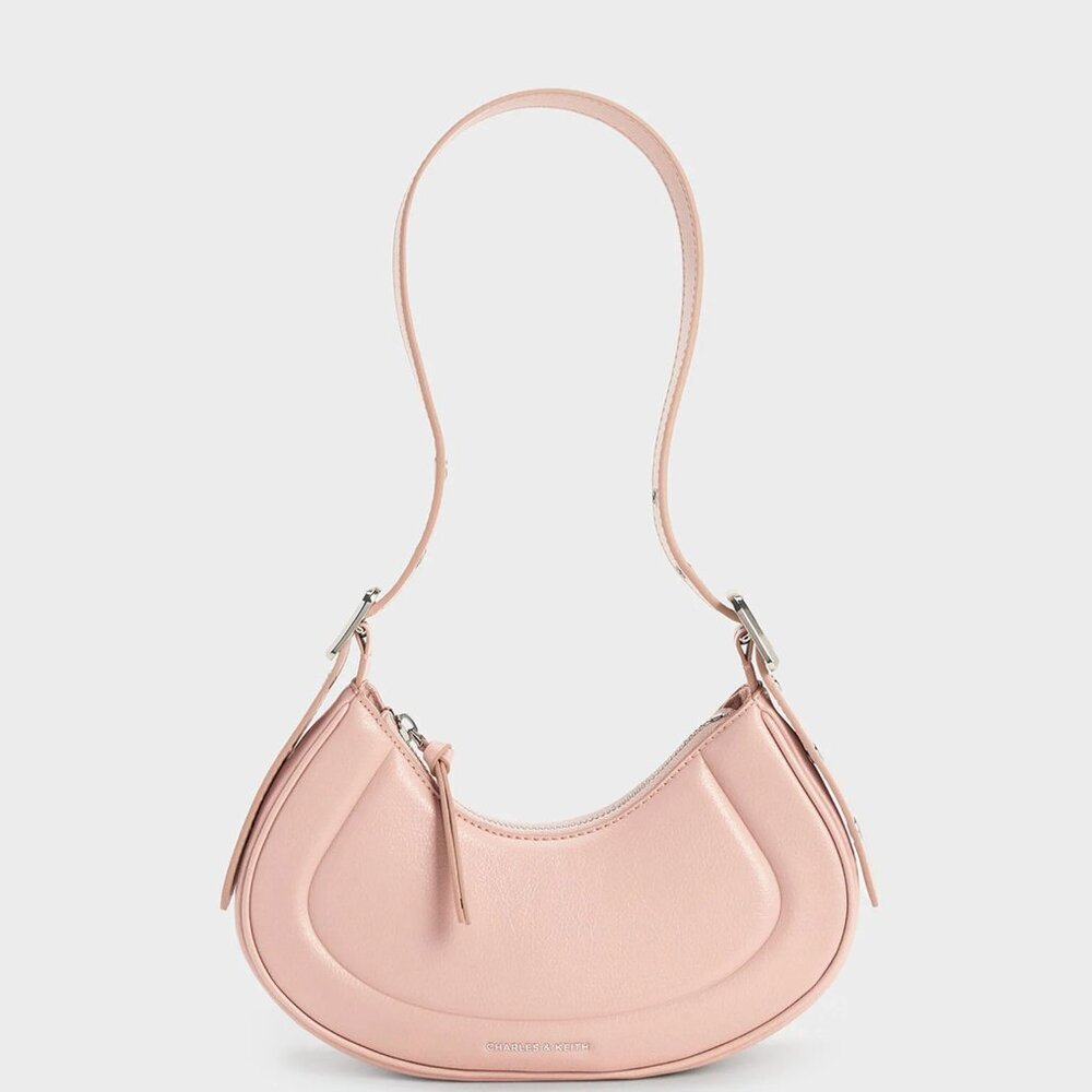 Charles & Keith Pink Curved Shoulder Bag
